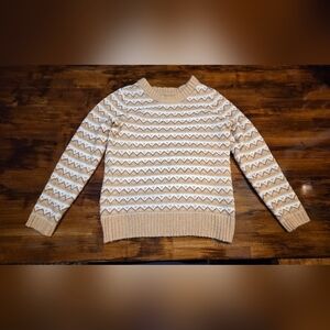 Croft & Barrow Beige and Cream Heart Patterned Sweater,small